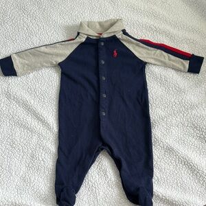 Ralph Lauren Blue and Gray Footies One Piece